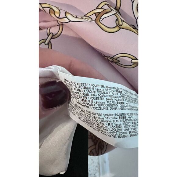 MNG MANGO WOMEN'S CHAIN PRINT STREET WEAR PREPPY HOODY JACKET LIGHT PINK SZ XL - Picture 8 of 10